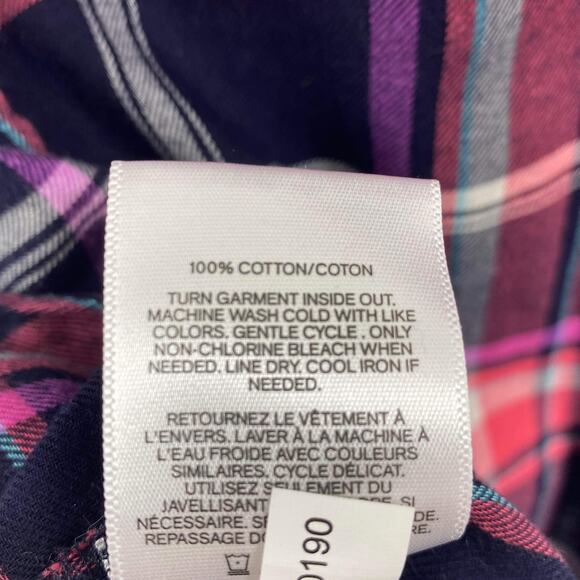 EXPRESS Plaid Checker Lace Up Button Up Long Sleeve Top - Picture 5 of 9